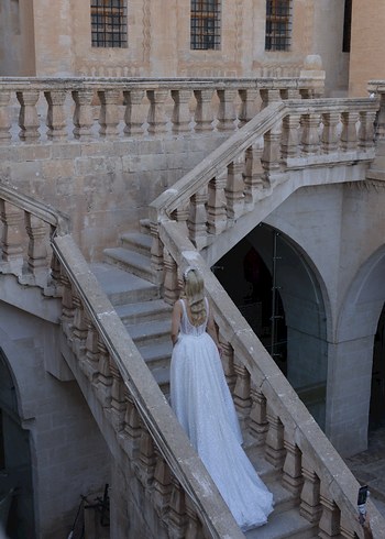 Beyaz Modern Klasik balık model Gelinlik - Görsel 4