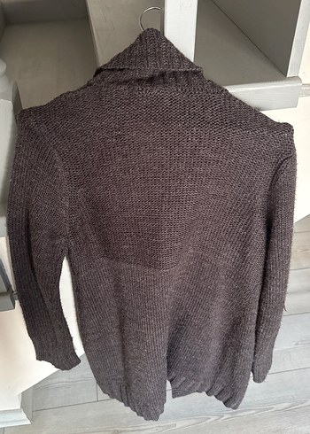 s Beden H&M kKahverengi Gri Örgü Midi Boy Kadın Hırka, Uzun Kollu,