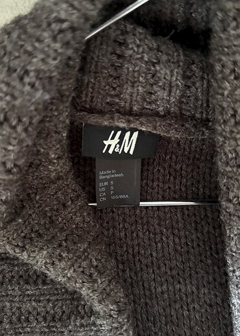 H&M H&M kKahverengi Gri Örgü Midi Boy Kadın Hırka, Uzun Kollu,