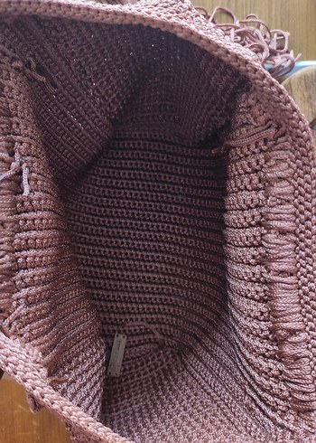 Hasır Örgü Kadın Çanta Ahşap Kulplu - Görsel 3