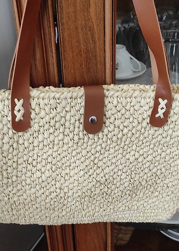 Örgü hasır çanta vintage - Görsel 4