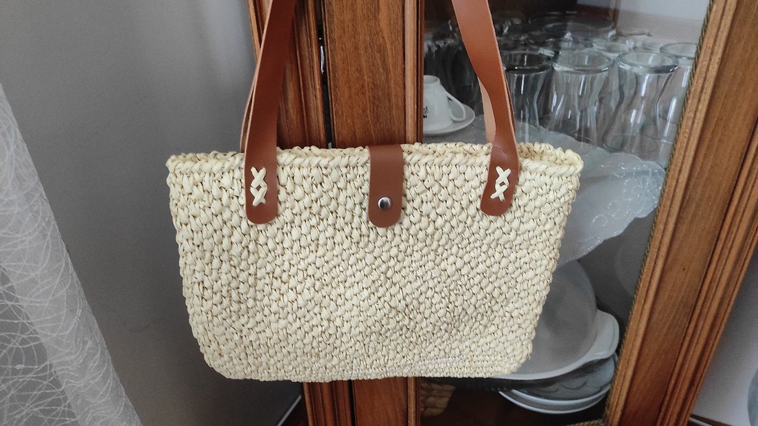 Örgü hasır çanta vintage - Görsel 4