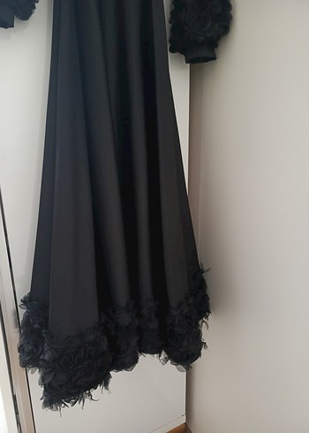 m Beden siyah Renk Uzun Siyah Drape Detaylı Gotik Nişan Elbisesi