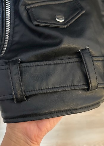 Zara Siyah Deri Biker Ceket - Görsel 4