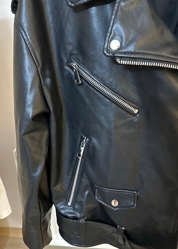 Zara Siyah Deri Biker Ceket - Görsel 2