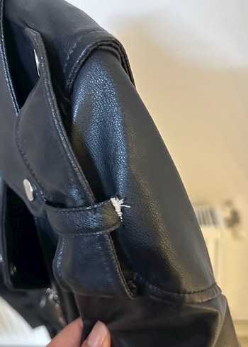 Zara Siyah Deri Biker Ceket - Görsel 8