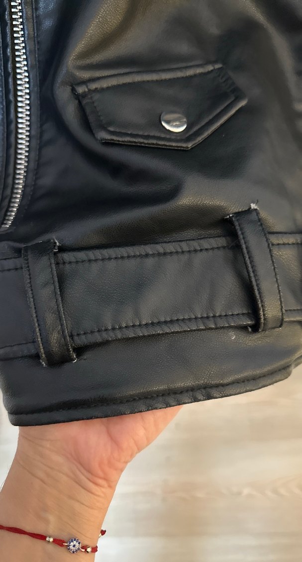 Zara Siyah Deri Biker Ceket - Görsel 4