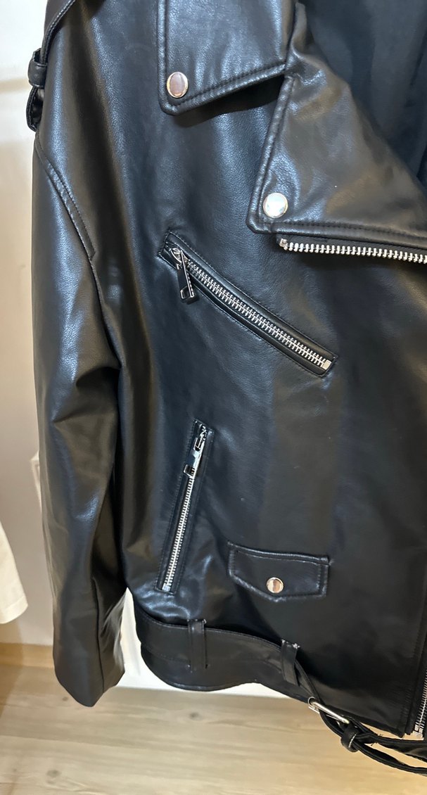 Zara Siyah Deri Biker Ceket - Görsel 2