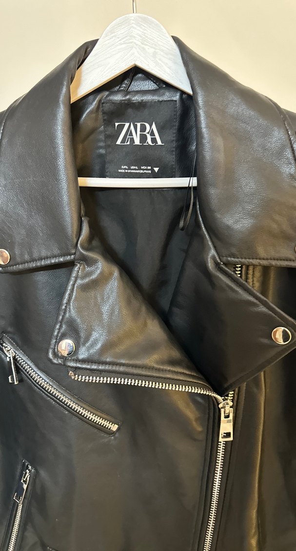 Zara Siyah Deri Biker Ceket - Görsel 3