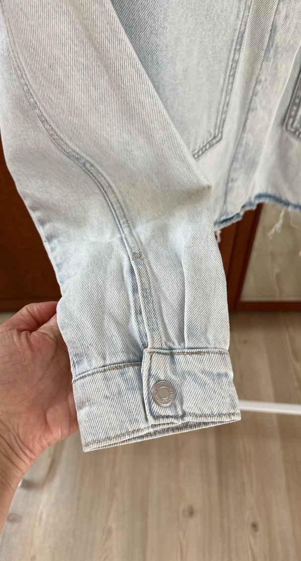 Stradivarius çıt çıt Düğme ince Denim Ceket - Görsel 2