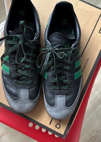 Siyah Yeşil Adidas Bağcıklı Spor Ayakkabı - Görsel 3