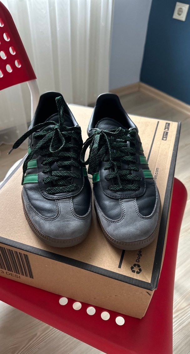 Siyah Yeşil Adidas Bağcıklı Spor Ayakkabı - Görsel 2