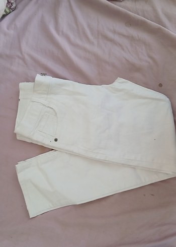 Düğmeli Beyaz çocuk Keten Pantolon