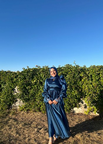Zara mavi tesettür abiye