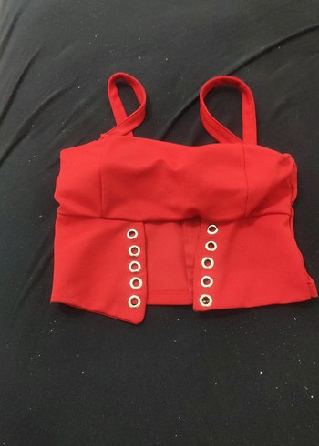 Kırmızı Düğmeli Mini Büstiyer