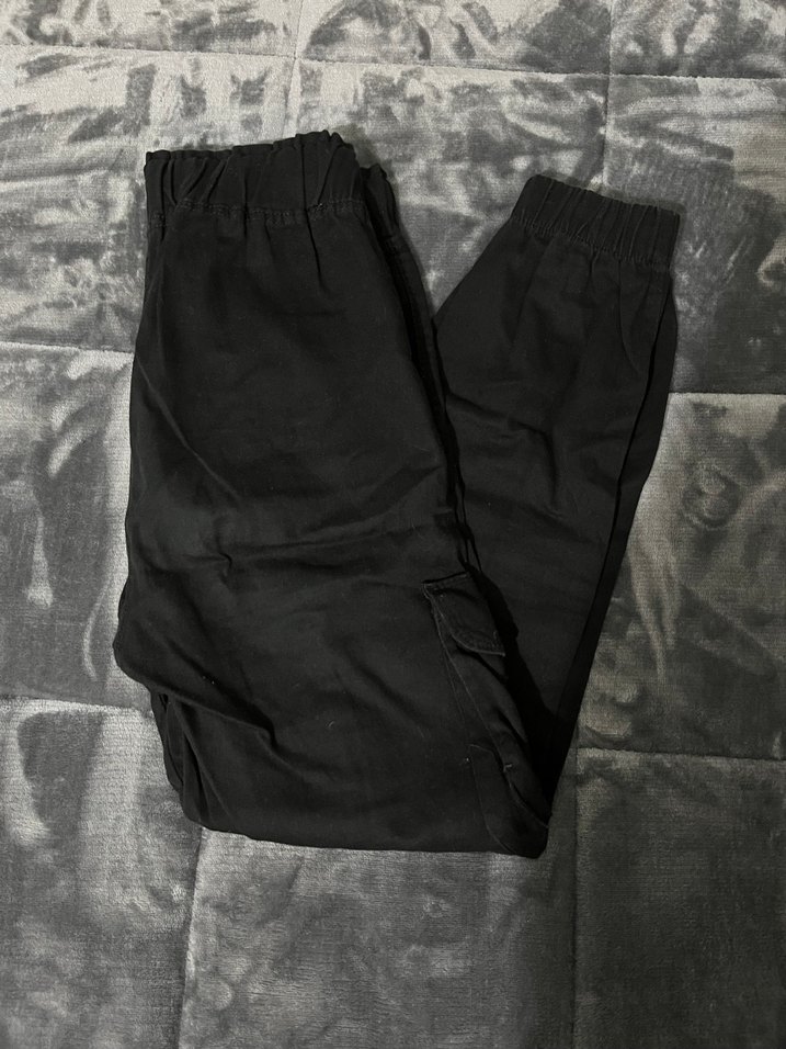 Siyah Kemerli Rahat Kesim Keten Pantolon - Görsel 2