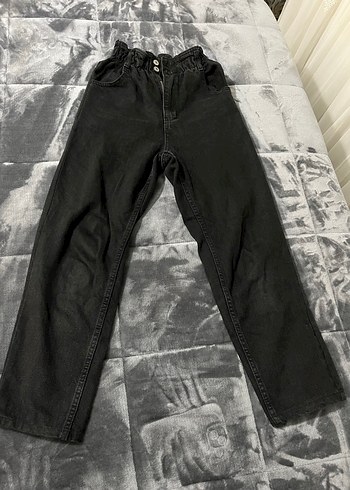 26 Beden siyah Renk Kadın Siyah Bol Kesim Denim Pantolon