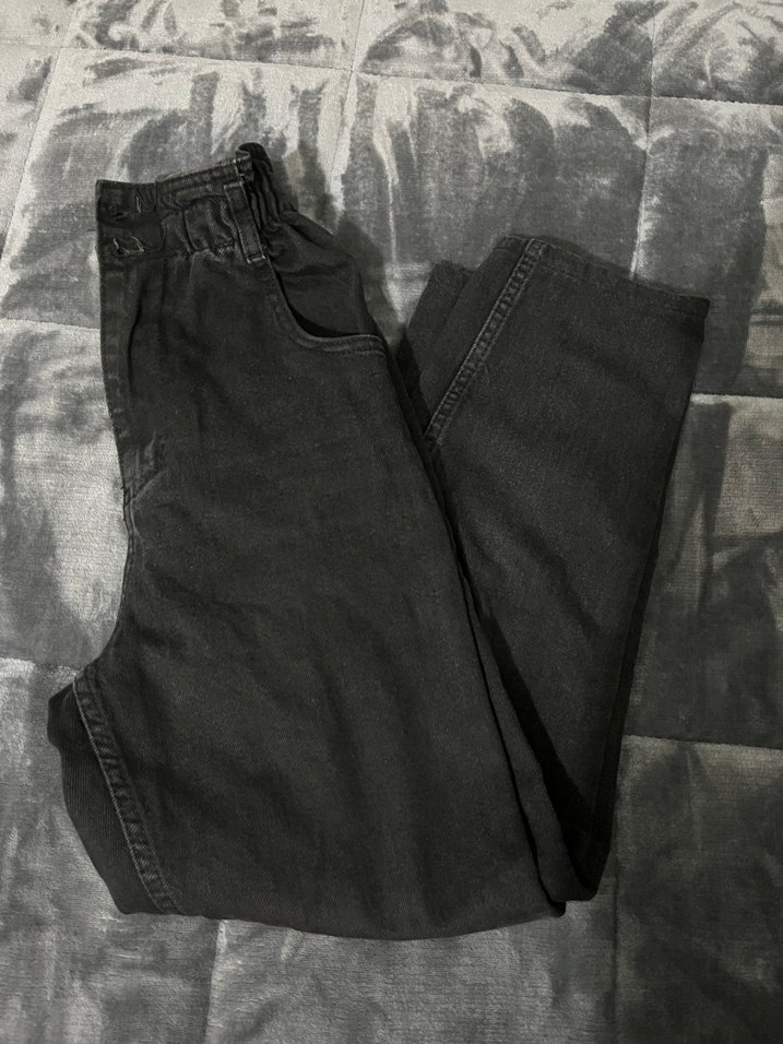 Kadın Siyah Bol Kesim Denim Pantolon - Görsel 2