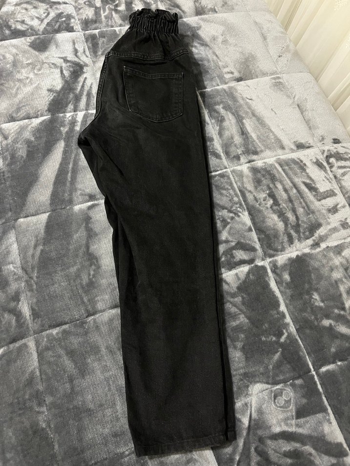 Kadın Siyah Bol Kesim Denim Pantolon - Görsel 4