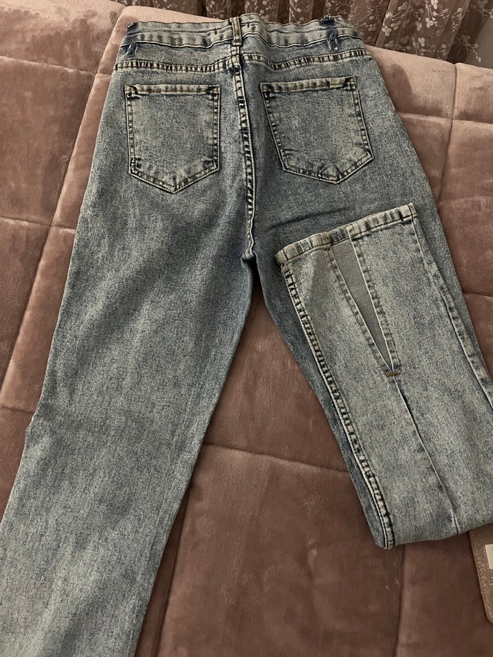 Kadın Gri Tie-Dye Denim Pantolon - Görsel 2