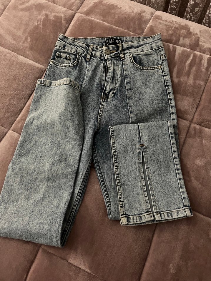 Kadın Gri Tie-Dye Denim Pantolon - Görsel 3