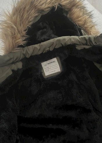 Haki Şişme Mont İçi Peluş Kürklü Kapüşon - Görsel 3