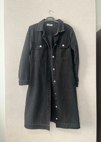 Siyah Kuşaklı Denim Midi Elbise - Görsel 2