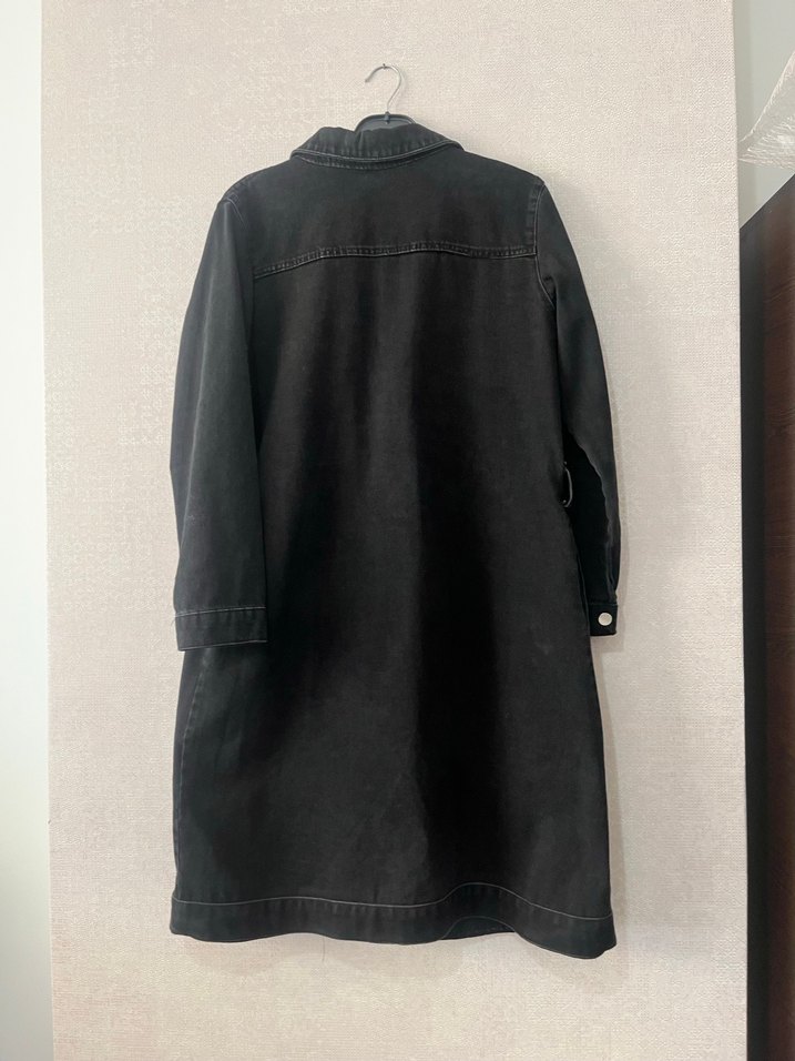 Siyah Kuşaklı Denim Midi Elbise - Görsel 3