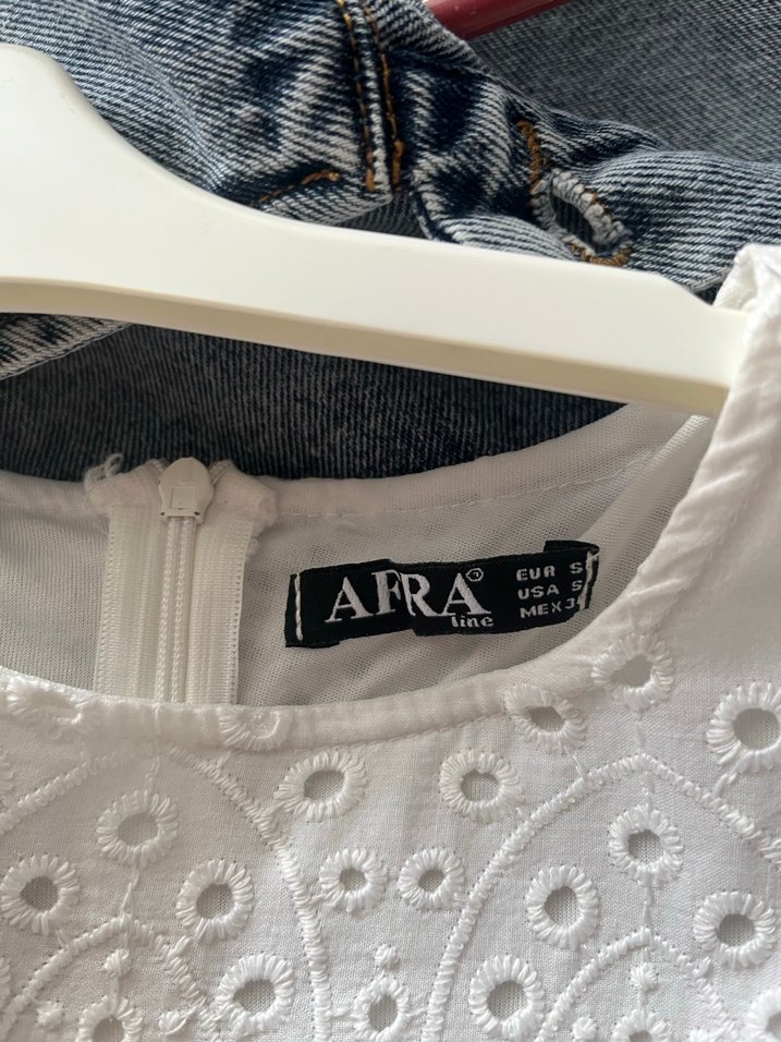 Uzun Kollu Beyaz Nakışlı Bohem Elbise - Görsel 3