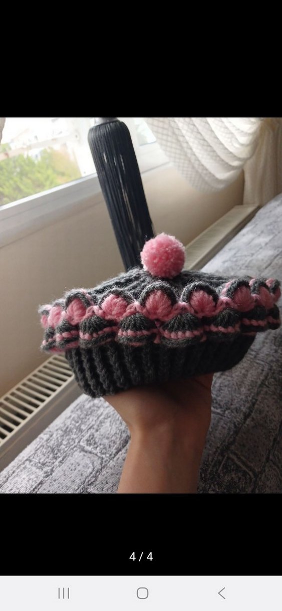 Pembe Ponponlu Gri Örgü Bere - Görsel 4