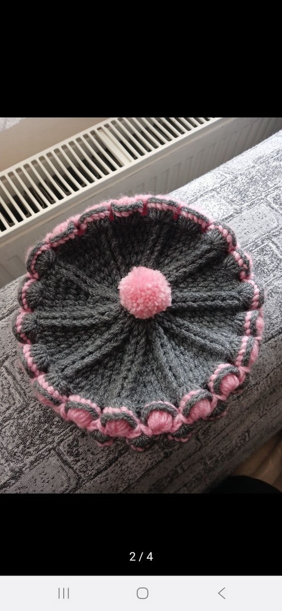 Pembe Ponponlu Gri Örgü Bere - Görsel 2