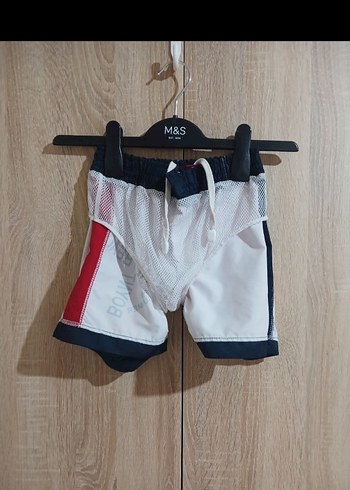 Beyaz Kırmızı Pamuklu Erkek Şort - Görsel 3