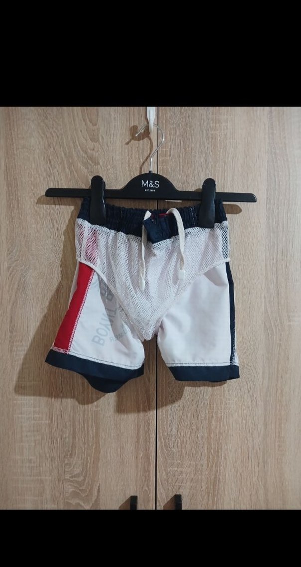 Beyaz Kırmızı Pamuklu Erkek Şort - Görsel 3