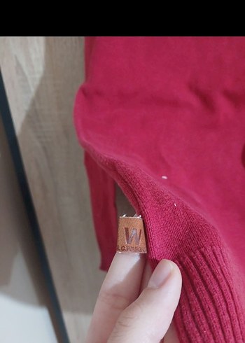 Bordo V Yaka Örgü Erkek Çocuk Kazak - Görsel 2