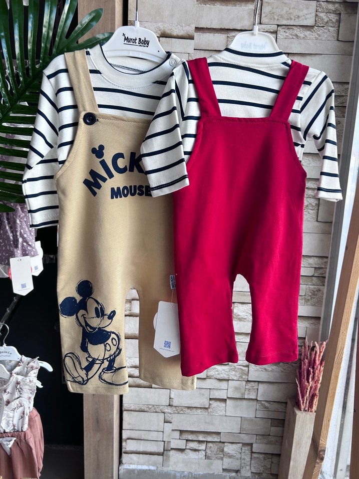 Çizgili ve Baskılı Bebek Tulumu Seti - Görsel 2