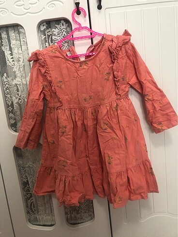 4 Yaş Beden turuncu Renk Kız çocuk çiçekli elbise