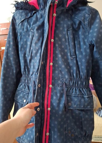 Kız Çocuk Mavi Desenli Kot Ceket - Görsel 4