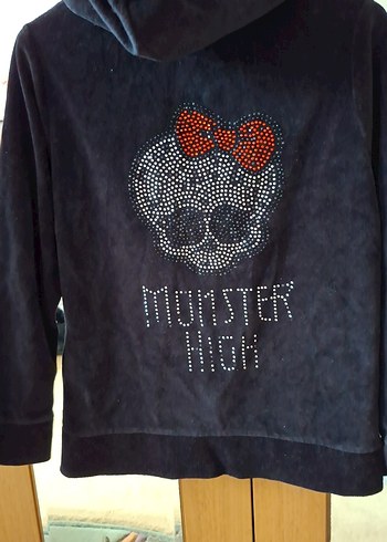 Kapüşonlu Siyah Fermuarlı çocuk hırka - Görsel 4