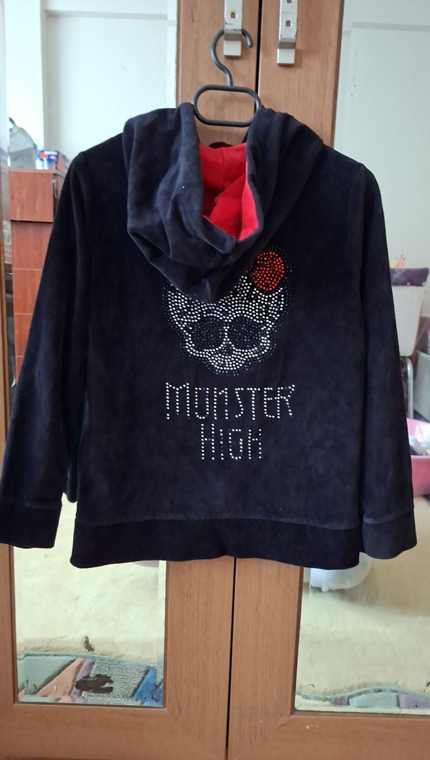 Kapüşonlu Siyah Fermuarlı çocuk hırka - Görsel 5