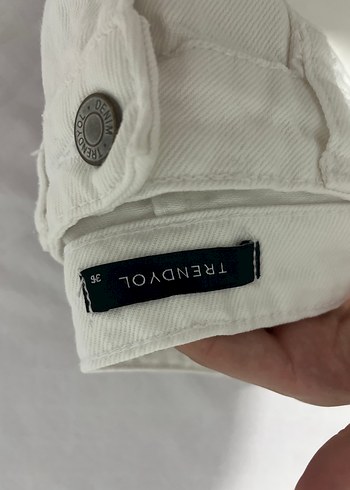 Trendyol & Milla Beyaz Midi Keten Kadın Pantolon