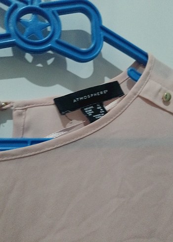 Düğmeli Kısa Kollu Pembe Pamuk Bluz - Görsel 2