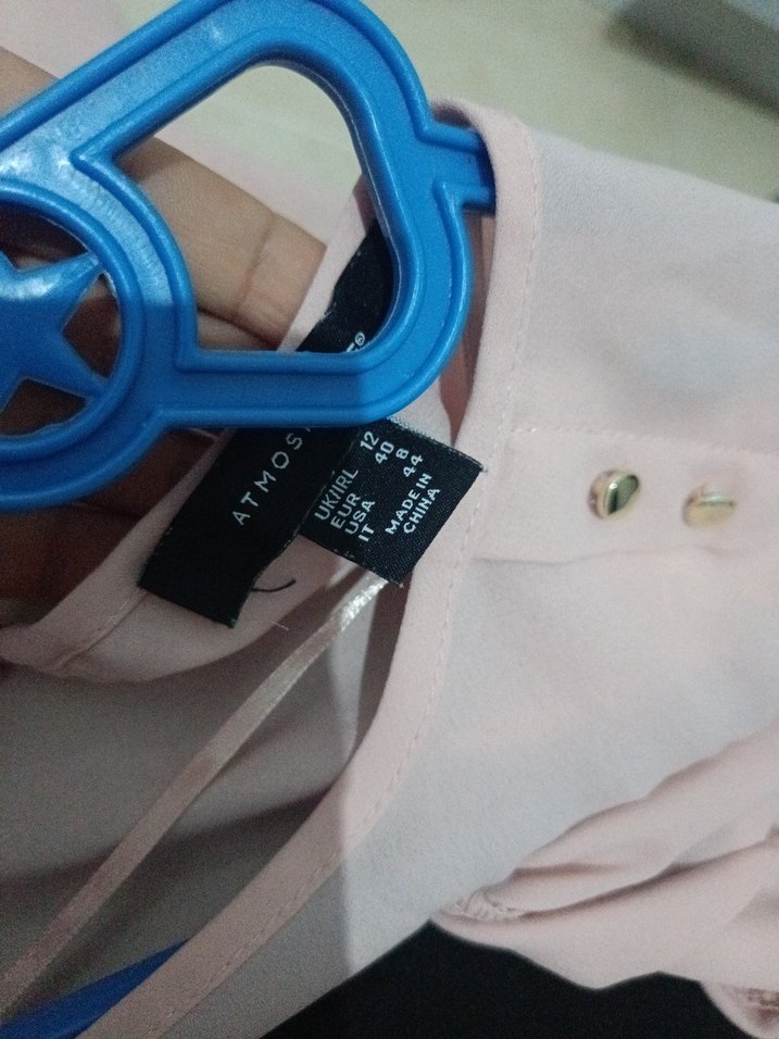 Düğmeli Kısa Kollu Pembe Pamuk Bluz - Görsel 4