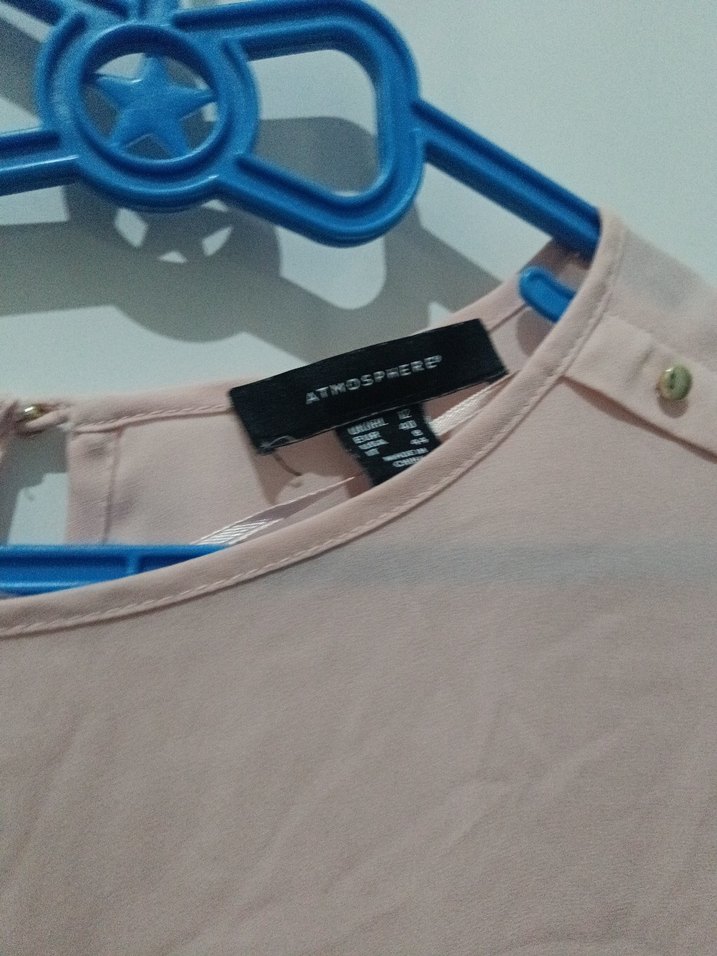 Düğmeli Kısa Kollu Pembe Pamuk Bluz - Görsel 2