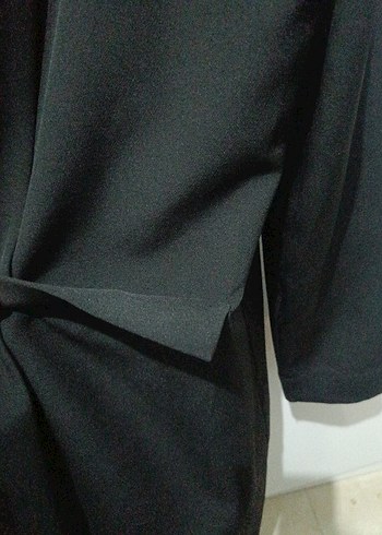 Kadın Siyah Midi Boy Notch Yaka Kaban - Görsel 2