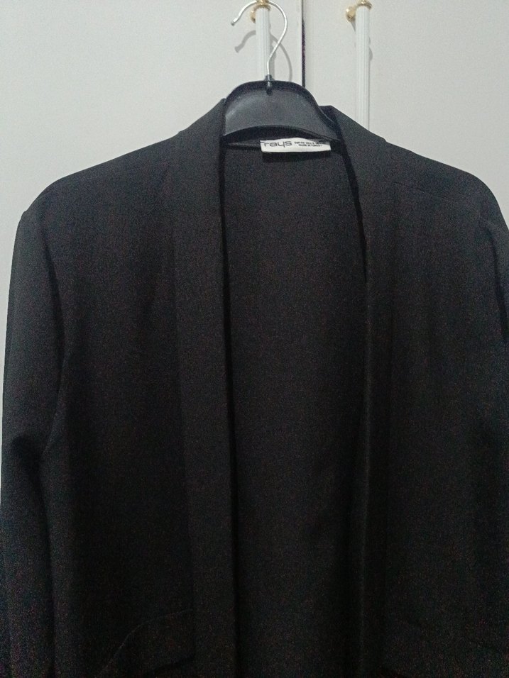 Kadın Siyah Midi Boy Notch Yaka Kaban - Görsel 3