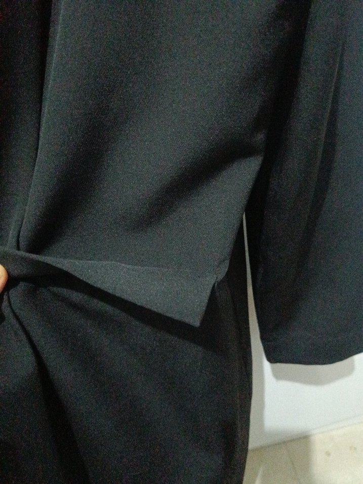 Kadın Siyah Midi Boy Notch Yaka Kaban - Görsel 2