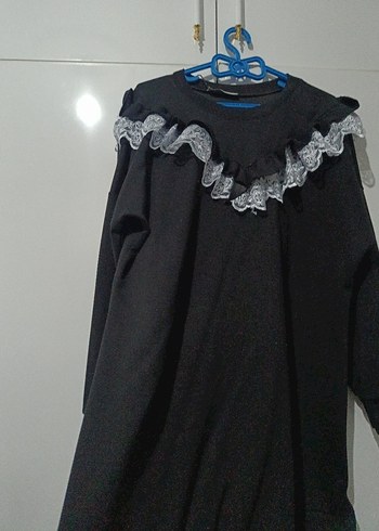 Dantel Detaylı Siyah Uzun Kollu Kadın Kazak - Görsel 2