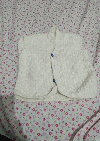 Kız Çocuk Örgü Kolsuz Beyaz Yelek - Görsel 2