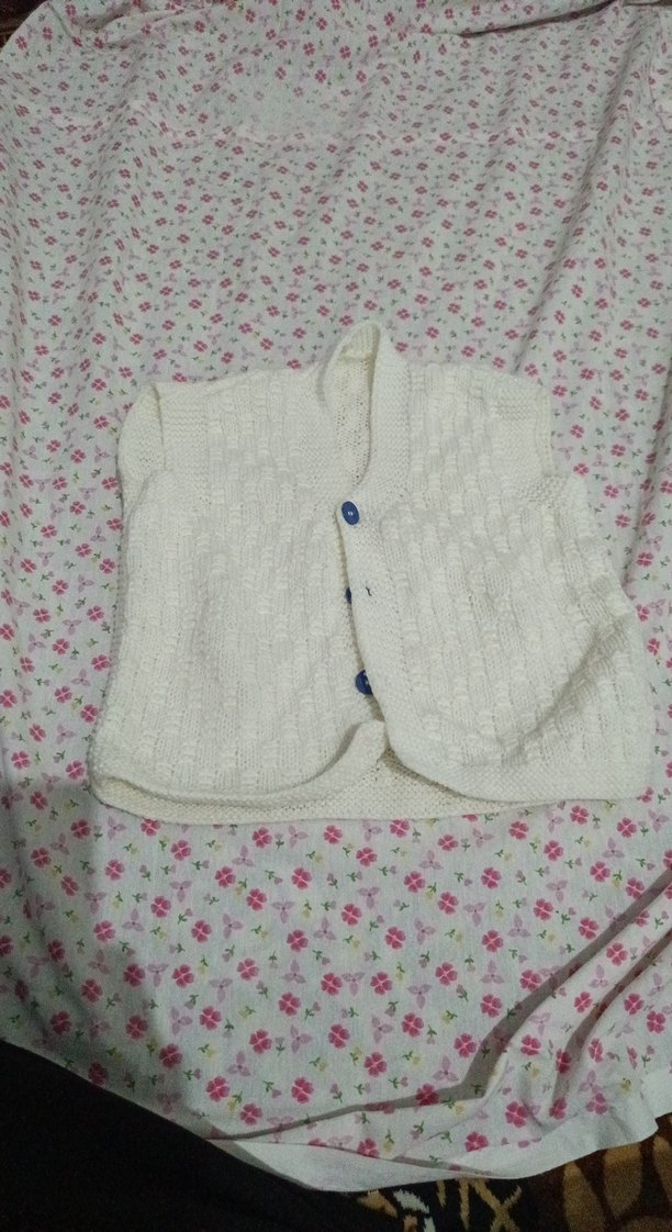 Kız Çocuk Örgü Kolsuz Beyaz Yelek - Görsel 2