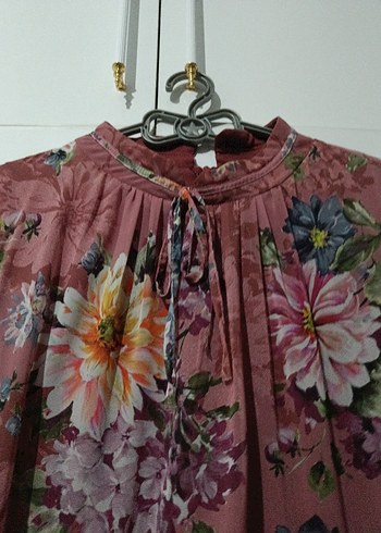 Pembe Çiçekli Uzun Bohem Elbise - Görsel 3